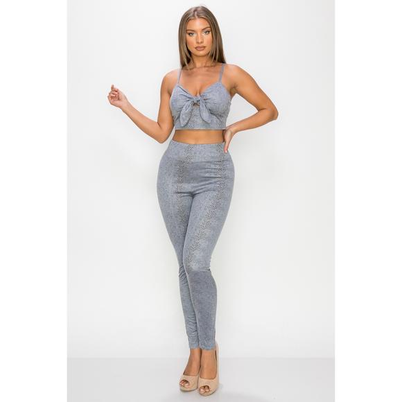Rachell`s Boutique Pants - Embossed Snake Print Top And Leggings Set